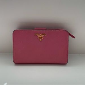 PRADA pink saffiano leather medium wallet